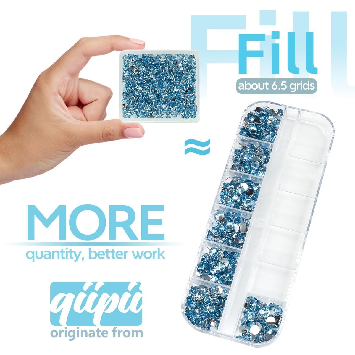 Light Blue Crystal Resin Rhinestones for Crafting 3mm 4mm 5mm Baby Blue Flatback Stones Non-Hotfix Diamonds Crystals Gems Charms for Nails Face Eyes Makeup Body Tumblers Bottles Crafts Clothes