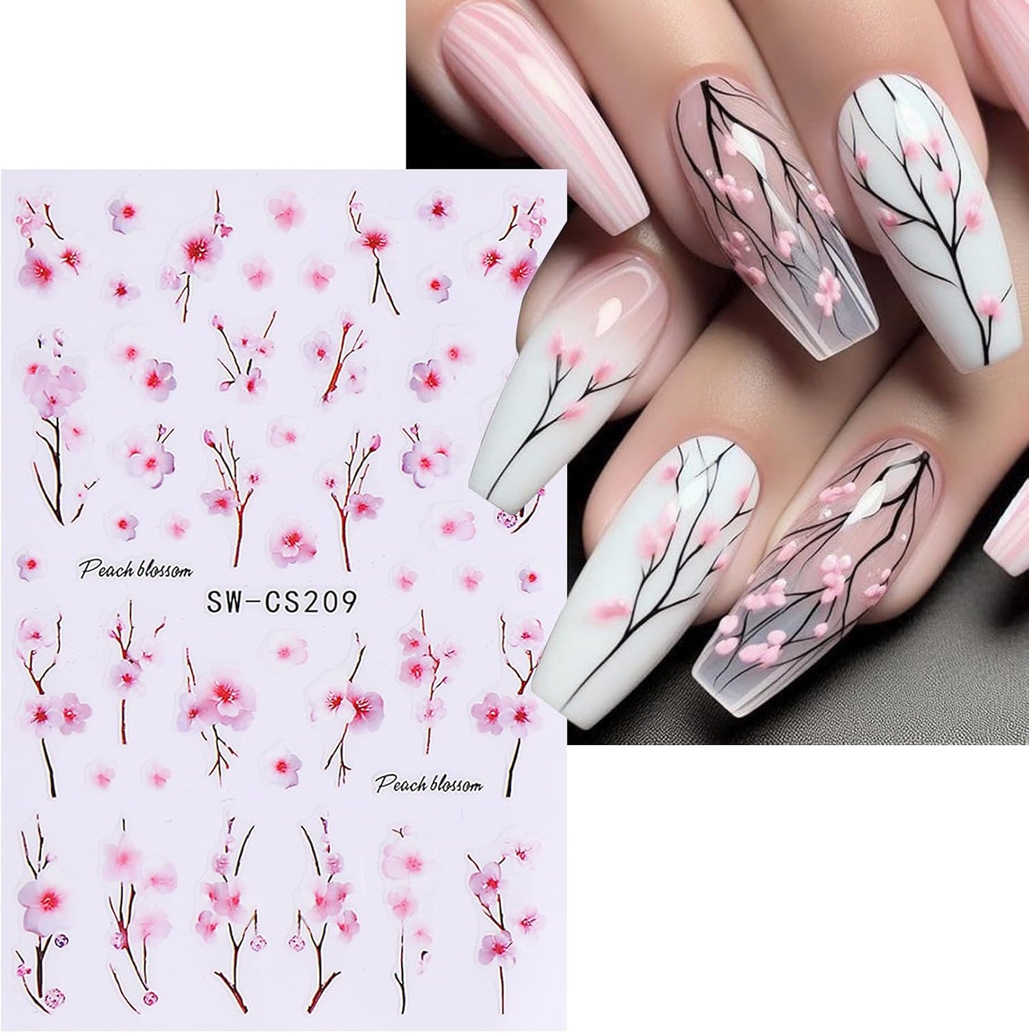 Flower Stickers for Nail Art Decals - 12 Sheets Spring Butterfly Nail Stickers with Tweezers 3D Floral Leaves Plant Nail Art Designs DIY Self Adhesive Daisy Blossom Nail Supplies Decorations