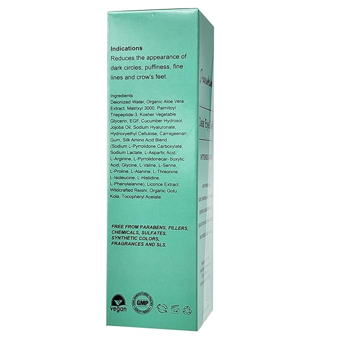 Eye Gel Dark Circles and Puffiness, Soft & Smooth Eye Gel for Dark Circles and Wrinkles with Matrixyl 3000 8% Aloe Vera and Botanical Hyaluronic Natural Formula