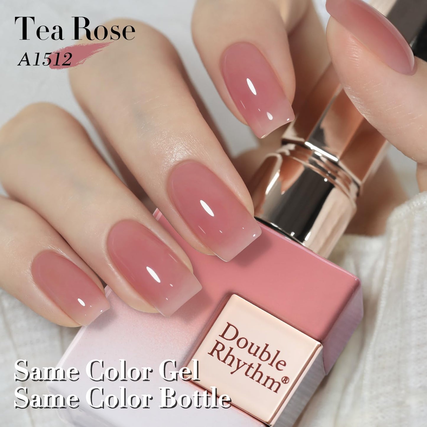 Double Rhythm 0.50 OZ Translucent Gel Polish Same Color Same Bottle Sheer Pastel Neutral Natural Milky 15 ML Jelly UV Nail Art DIY at Home (Jelly Purple Pink-A1512)