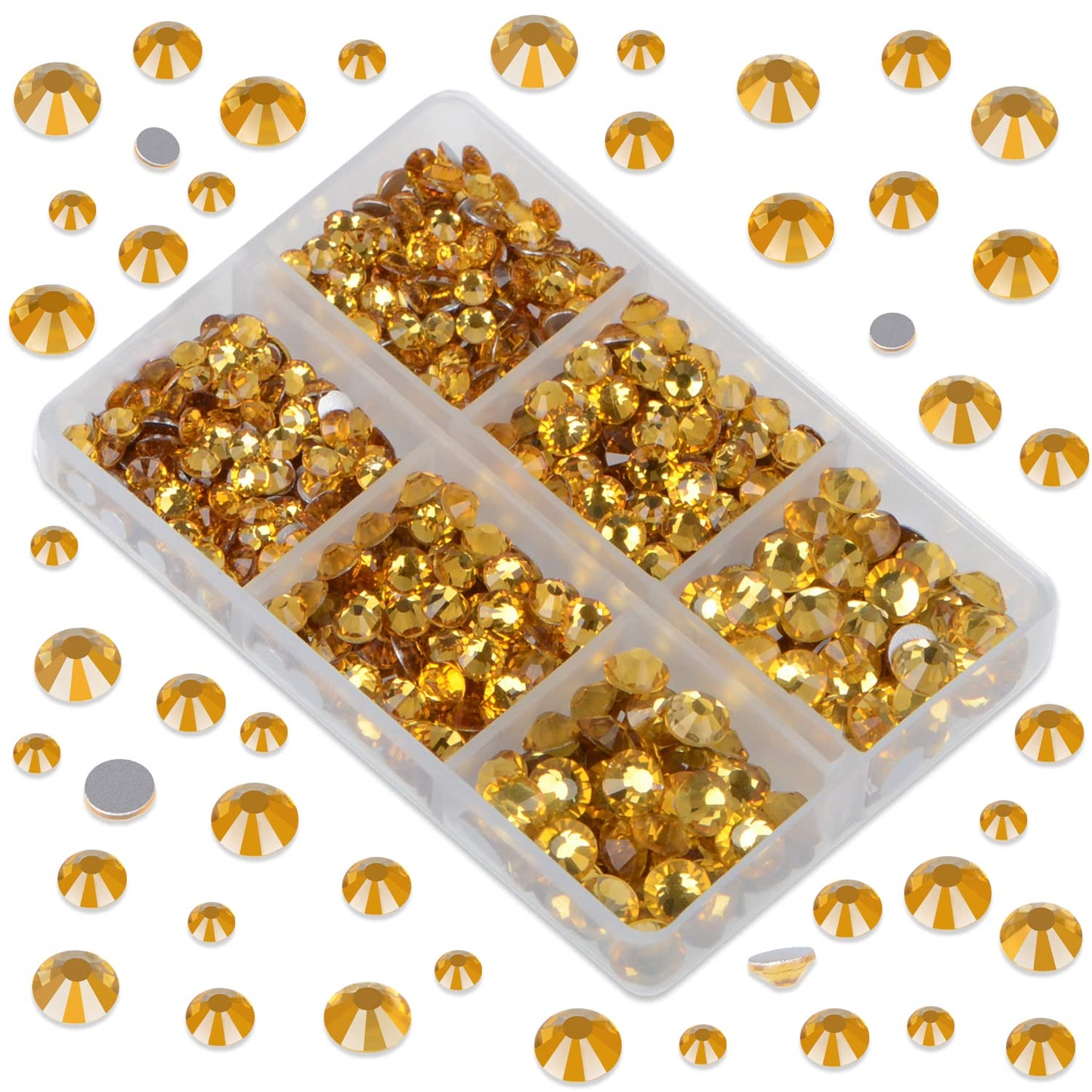 LPBeads 6000 Pieces Topaz Non Hotfix Rhinestones 6 Sizes Round Crystal Glass Flat Back Rhinestones with Tweezers and Picking Pen for Nail Art Crafts Clothes Bags DIY