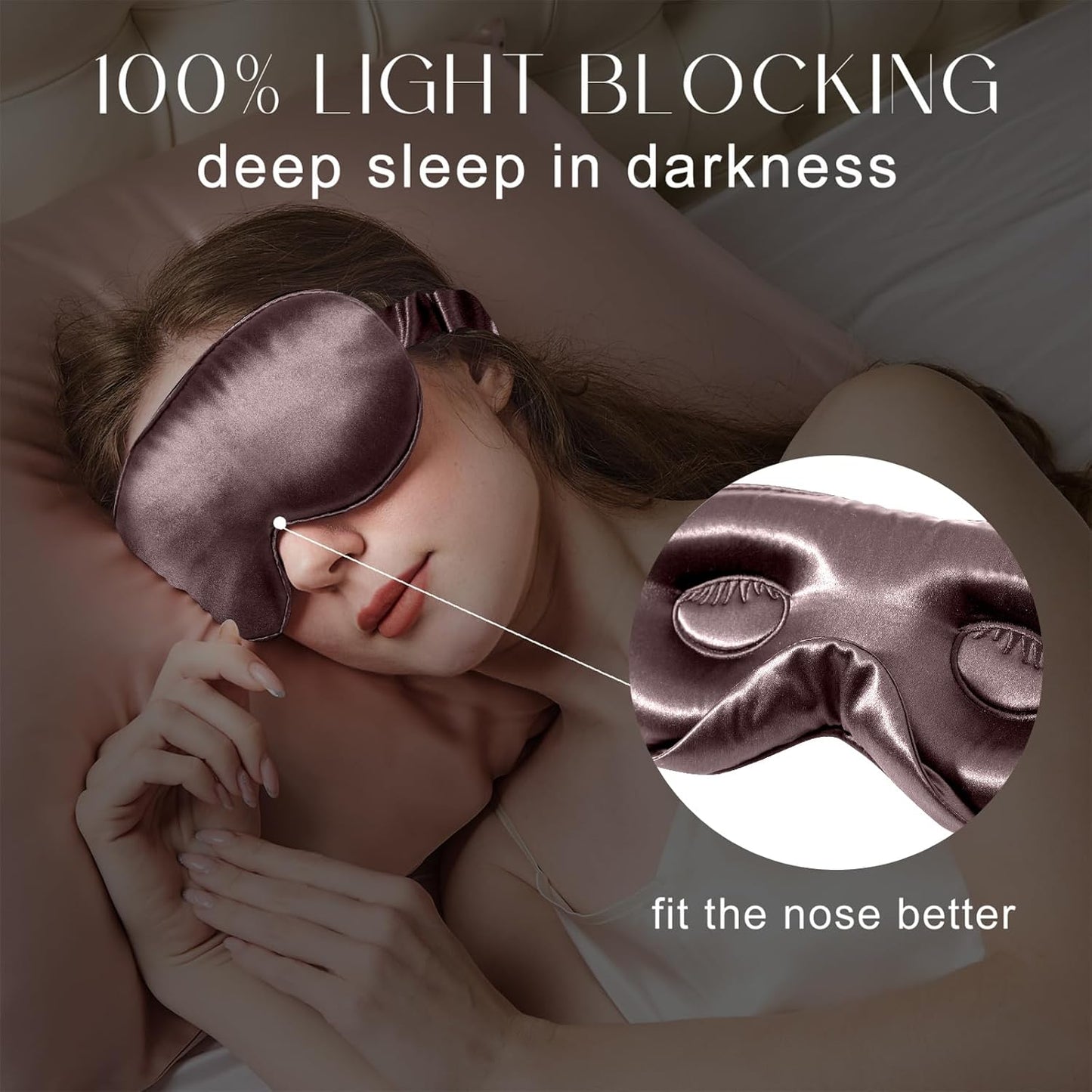 ZIMASILK Adjustable 22 Momme 100% Mulberry Silk Sleep Mask, Upgraded 3D Contoured Cup Eye Mask for Sleeping, Super Soft & Breathable Blindfold, Blackout for Deep Sleeping (Gray Purple)