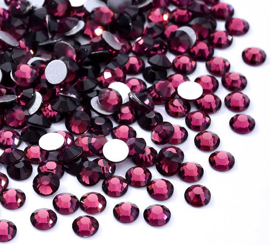 Purple Flatback Rhinestones, Glass Rhinestones for Nail Art and Craft, Glue Fix, Loose Crystal Gemstones(Purple, SS12, 1440pcs, 2.9-3.0mm)