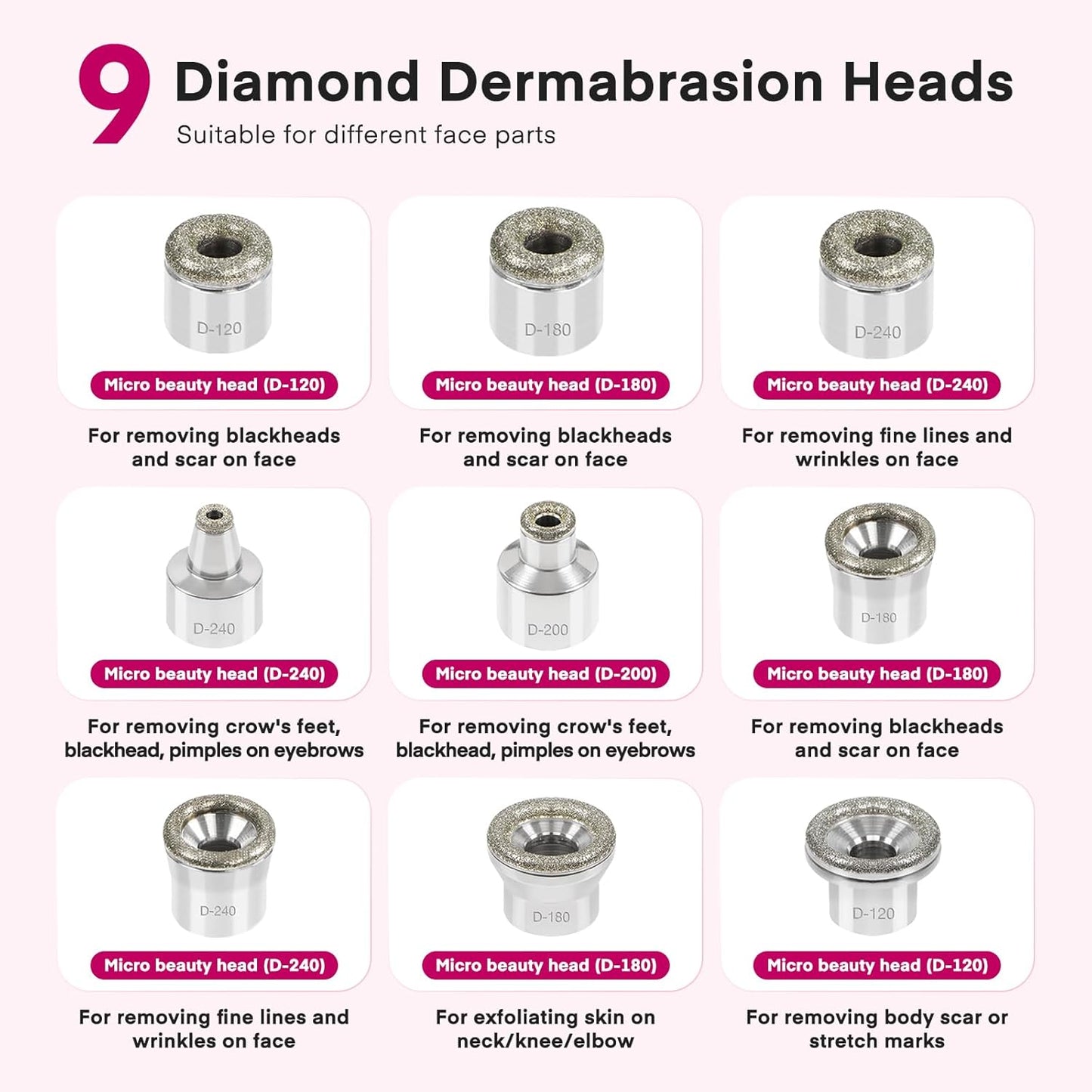 Diamond Micro-Dermabrasion Machine, Yofuly 3 in 1 Professional Dermabrasion Facial Machine with Two Spray Bottle and Vacuum Tube, Exfoliation Skin Care Face Beauty Device for Salon Spa Home Use, Pink
