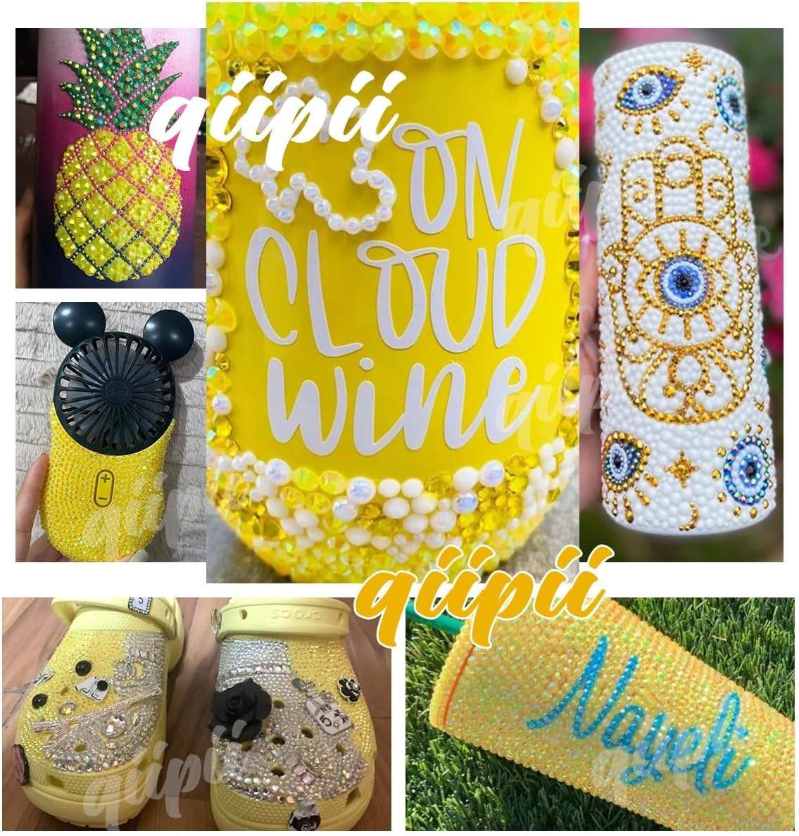 Bright Gold Resin Rhinestones w B7000 Jewelry Glue for Bedazzling Crafting 3mm 4mm 5mm 6mm Golden Flatback Jelly Stones Bulk Diamonds Gems Charms for Nails Face Eyes Makeup Tumblers DIY Crafts