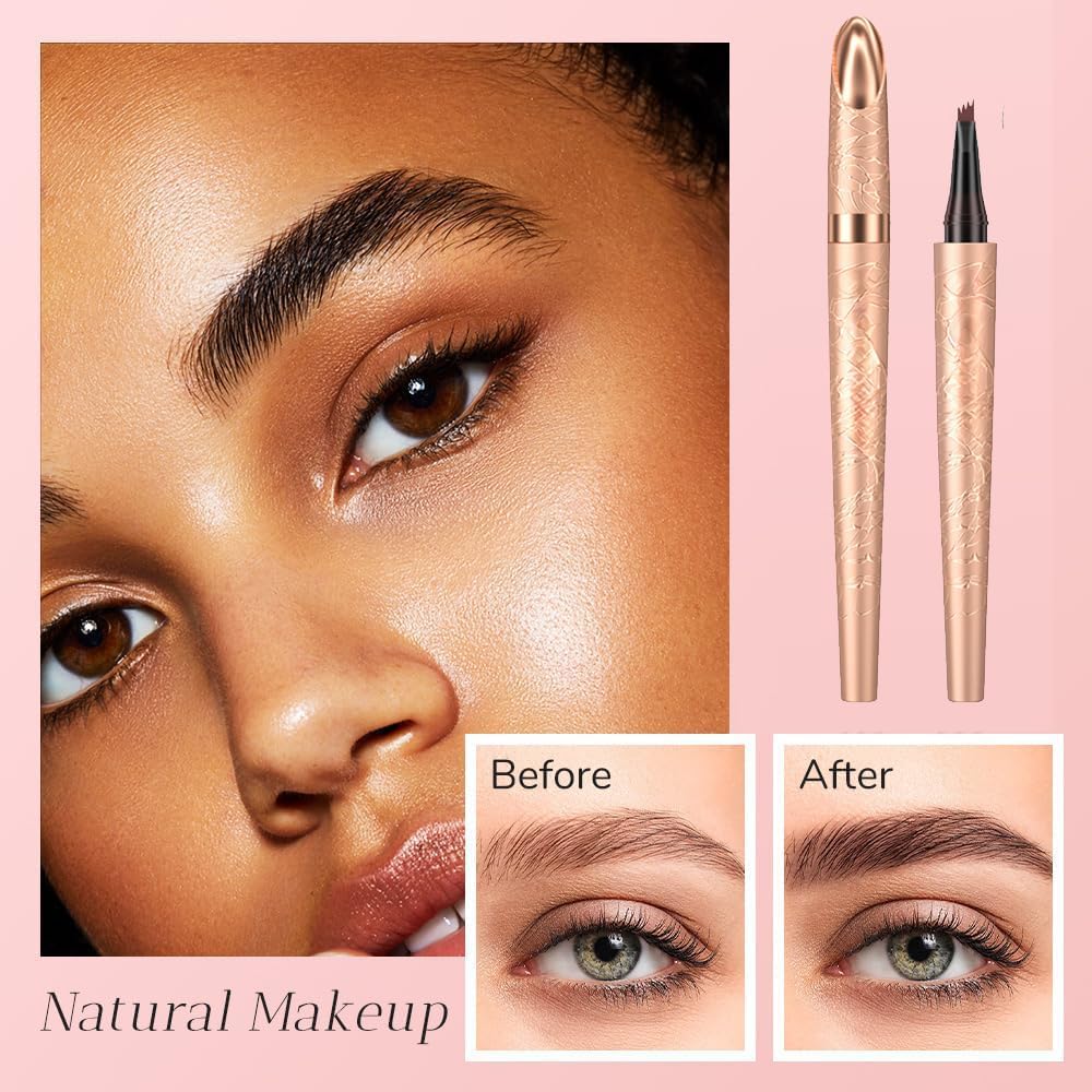 Microblading Eyebrow Pencil, 2025 New Waterproof Eyebrow Pencil, Premium Microblading Eyebrow Pen with 4 Tip, Long-Lasting Natural Magic Eyebrow Makeup Fine Stroke Eye Brow Pen for Women (All-4Pcs)