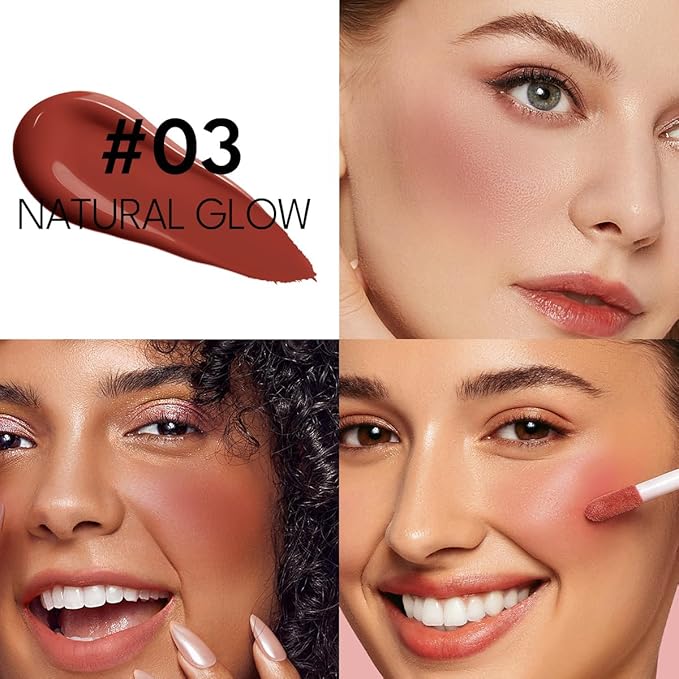 Liquid Cream Blush Stick Makeup for Cheeks | Build-in Brush - Application & Blending in One #L002 + #L003