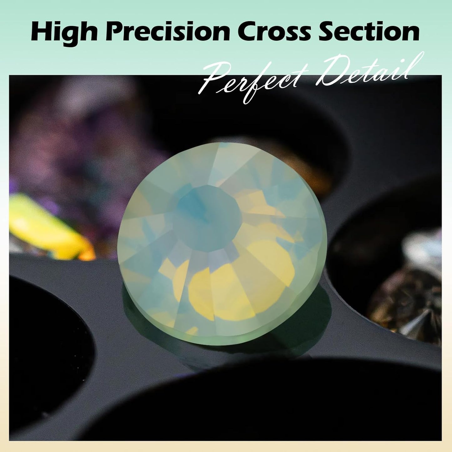 F Light Green Flatback Rhinestones, Glass Rhinestones for Nail Art and Craft, Glue Fix, Loose Crystal Gemstones(F Light Green, SS6, 1440pcs, 1.9-2.0mm)