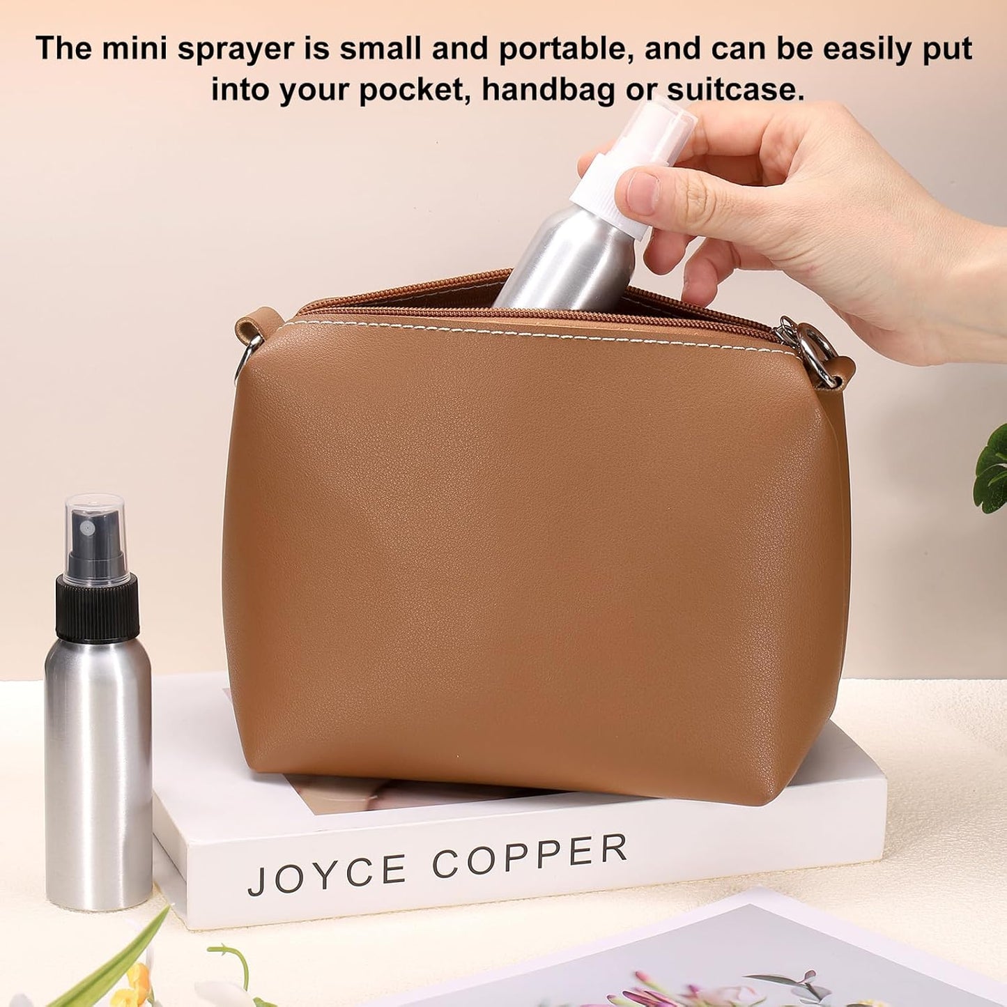 HARFINGTON 5pcs Aluminum Fine Mist Spray Bottles 150ml/5oz Metal Small Liquid Alcohol Refillable Travel Container with Black Plastic Nozzle Cap for Perfume Skincare Cosmetic Storage Bottle