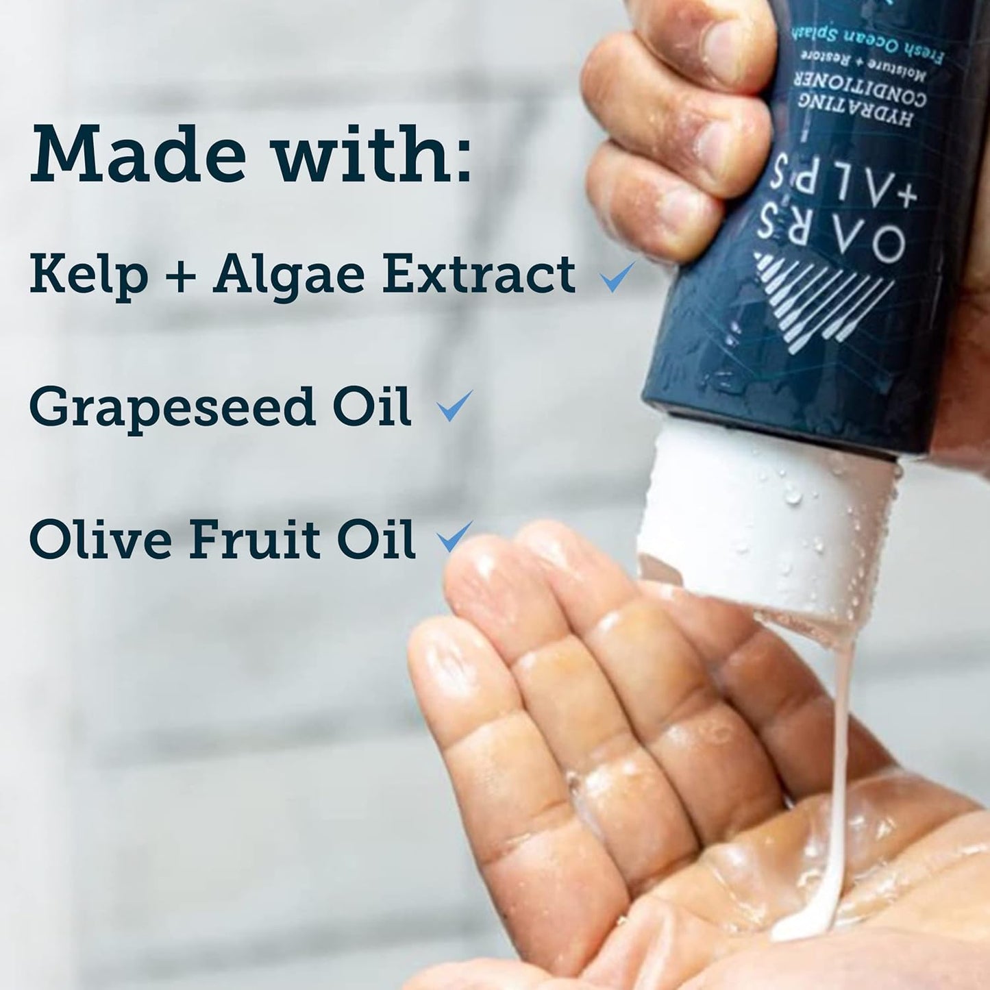 Oars + Alps Men's Sulfate Free Hair Shampoo and Conditioner Set, Infused with Kelp & Algae Extracts, Nourishing & Moisturizing, Fresh Ocean Splash Scent, 2 Pack, 12 Fl Oz Each