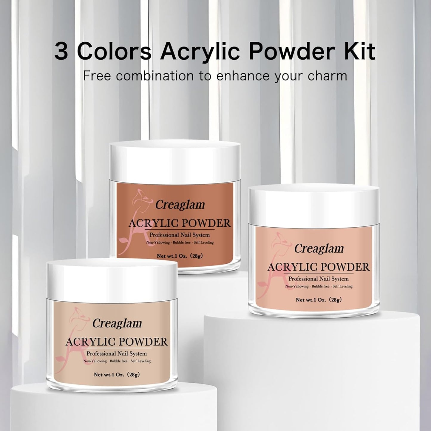 Super Acrylic Powder 28g: 3Pcs Large Capacity Bruschetta Tuscany Nail Polymer for 3D Art Carving French Extension - 1oz. Muted Clay Professional Acrylic Powder No Need Lamp