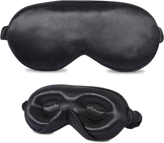 ZIMASILK Adjustable 22 Momme 100% Mulberry Silk Sleep Mask, Upgraded 3D Contoured Cup Eye Mask for Sleeping, Super Soft & Breathable Blindfold, Blackout for Deep Sleeping (Black)