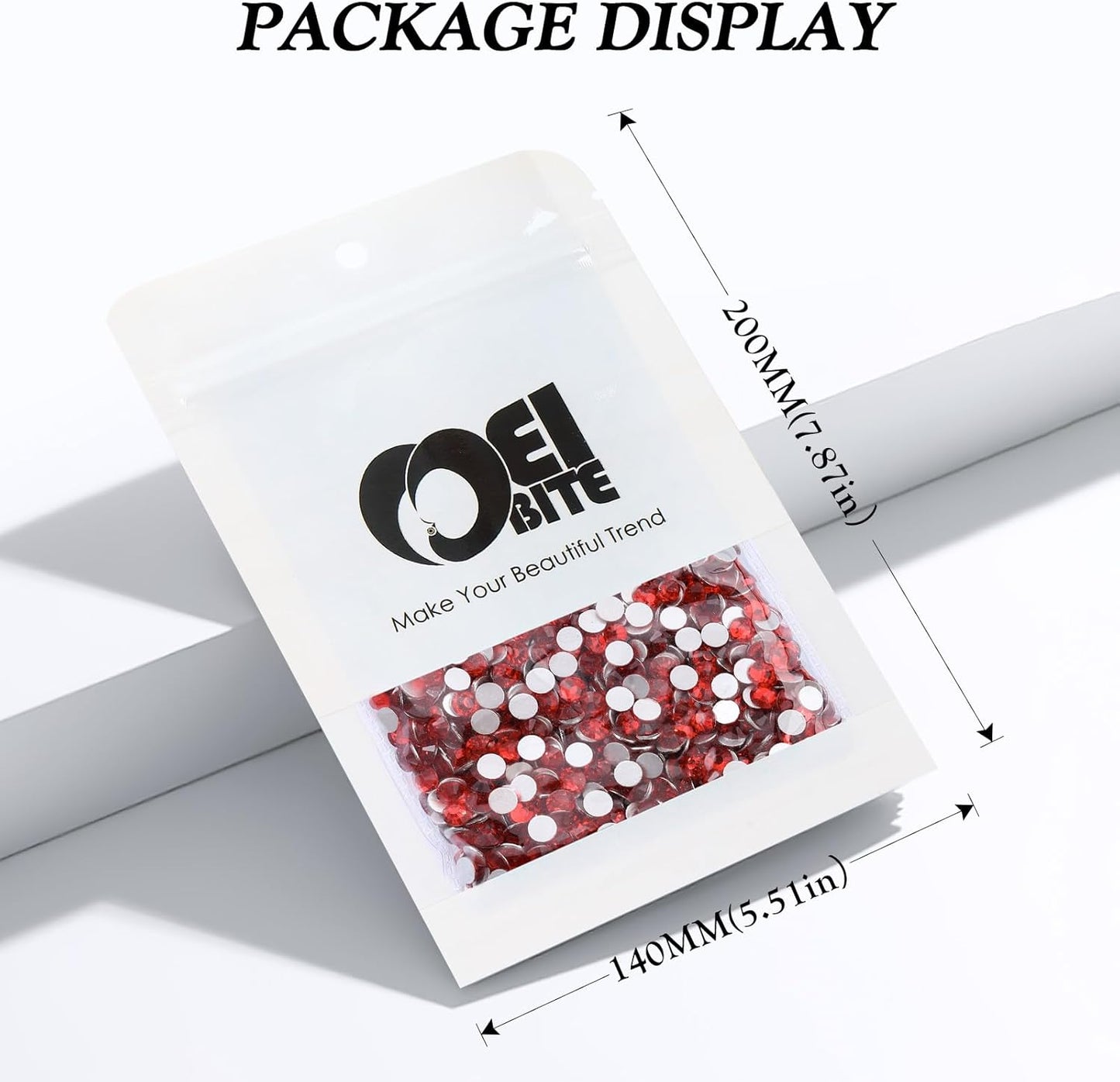 Red Flatback Rhinestones, Glass Rhinestones for Nail Art and Craft, Glue Fix, Loose Crystal Gemstones(Red, SS12, 2880pcs, 2.9-3.0mm)