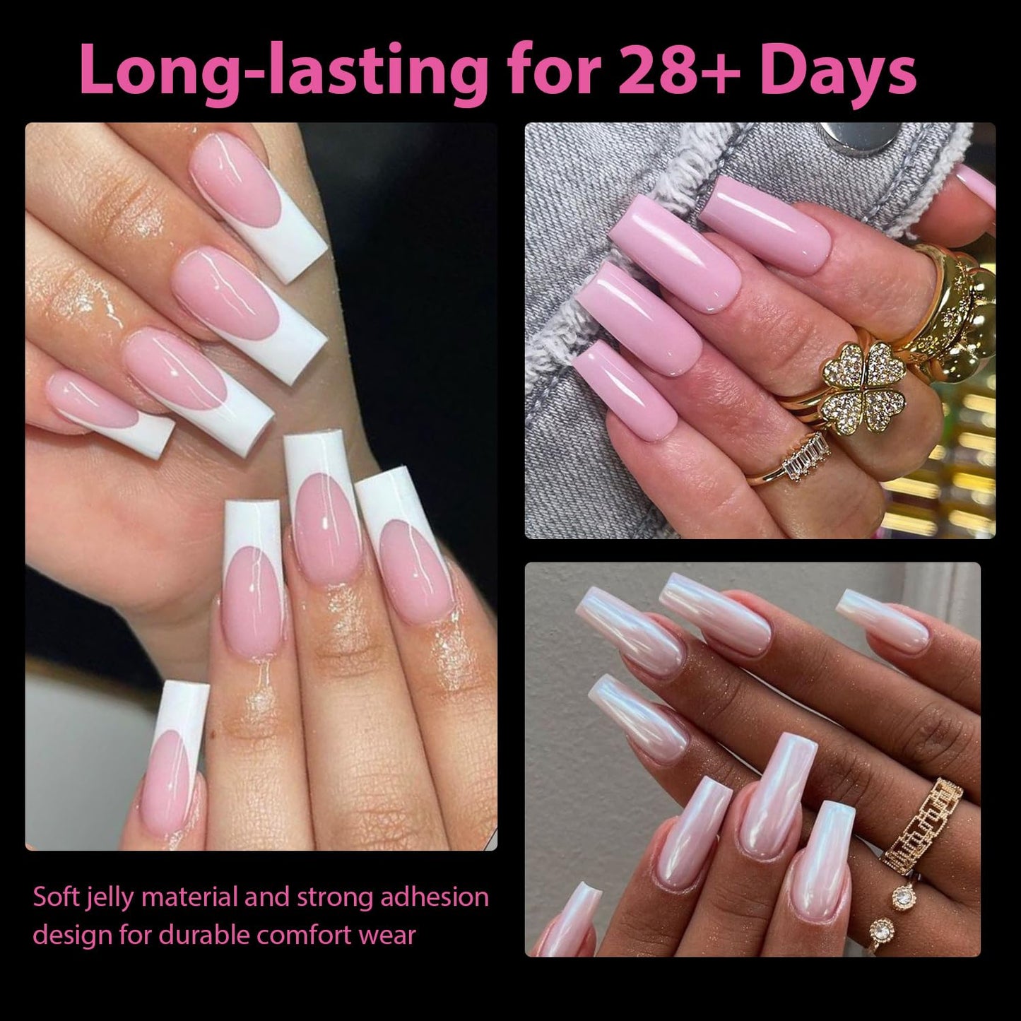 UNA GELLA Square Fake Nails, 504pcs Gel Nail Tips Clear Press on Nails Pre-shape for Full Cover Square Nails French False Nails For Nail Extension Nail Art Home DIY 12 Sizes False Gelly Tips