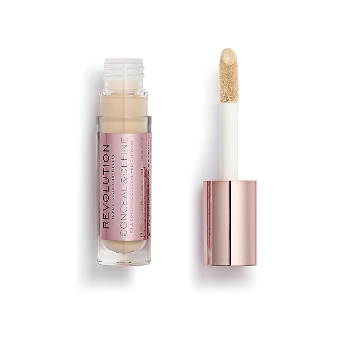 Revolution Beauty, Conceal & Define Concealer, Full Coverage & Lightweight, Long-Lasting Matte Finish, Vegan & Cruelty Free, C6 Fair or Light Skin Tones, 0.14 Oz.