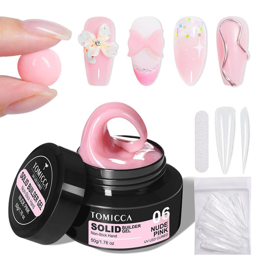 TOMICCA 3D Nail Gel Sculpting Gel for Nail Art 50g Gel Nail Art Non Sticky Hand Carving Gel UV LED Nail Extension Gel Solid Builder Gel for Nails Nude Pink