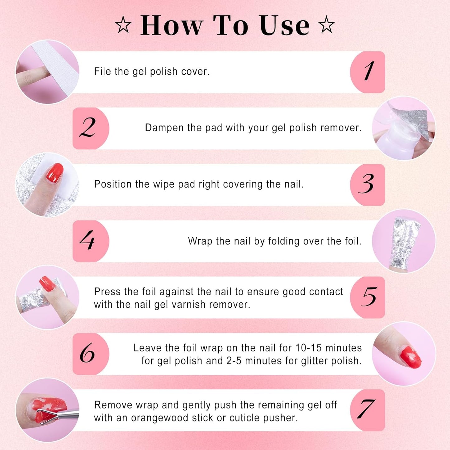 NXJ INFILILA Nail Foil - 300PCS Foil Nail Wraps Gel Nail Polish Remover Foil Wraps for Nails, Soak Off Gel Remover with Larger Cotton Pad for Removing Nail Polish at Home