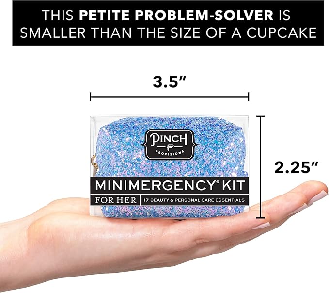 Pinch Provisions Blue Periwinkle Minimergency Kit, includes 17 Travel-Sized Cosmetic Essentials, Convenient for Purses, Emergency Beauty Accessories, Gifts for Holiday’s & Birthday’s