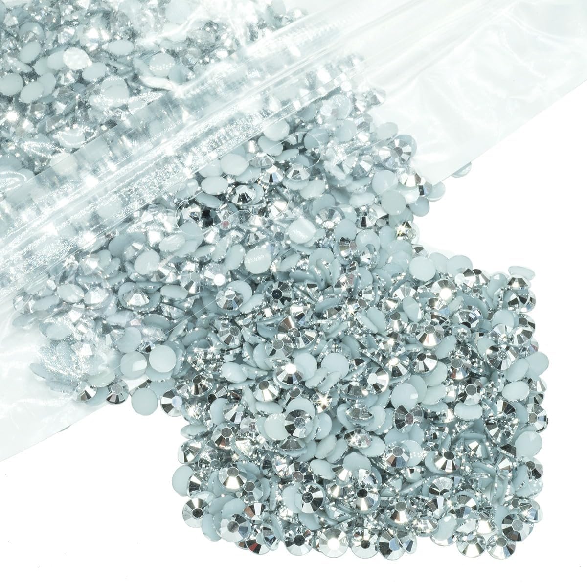 16000PCS Metallic Silver Resin Rhinestones for Crafting 3mm 4mm 5mm Flatback Stones No-Hotfix Mine Silver Diamonds Crystals Gems Charms for Nails Face Eyes Makeup Tumblers Bottles Crafts Clothes Shoes