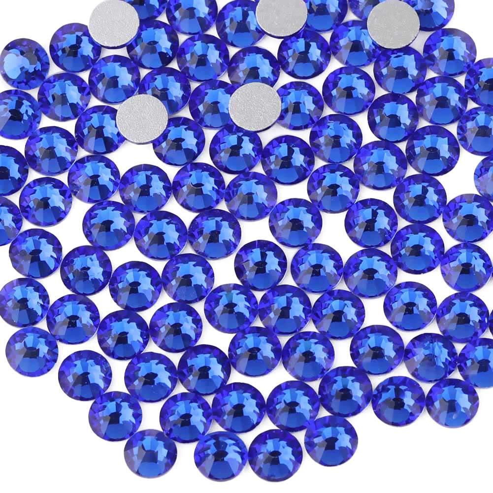 beadsland Flat Back Crystal Rhinestones Round Gems, Sapphire (1.9-2.0mm) SS6/1440pcs