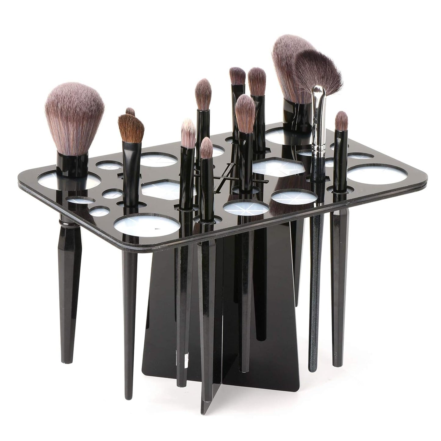 Acrylic Makeup Brushes Drying Rack, Brushes Dryer, Collapsible Holder Stand Tree Tray Support Display for Makeup Artist Nail Brushes Paintbrushes Makeup Lovers, 28 Slot, Black, Unisex