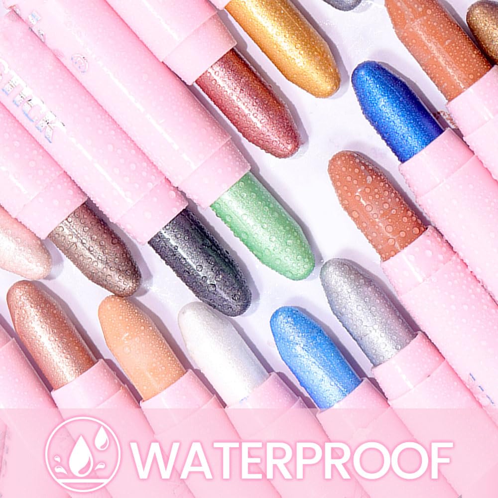 evpct 2Pcs Cream Eyeshadow Sticks Set for Eyes Waterproof, Rose Shimmer & Desert Matte Cream Eyeshadow Applicator Stick Pen, Long Lasting High Pigmented Eye Shadow sombras en crema para ojos 27 + 28