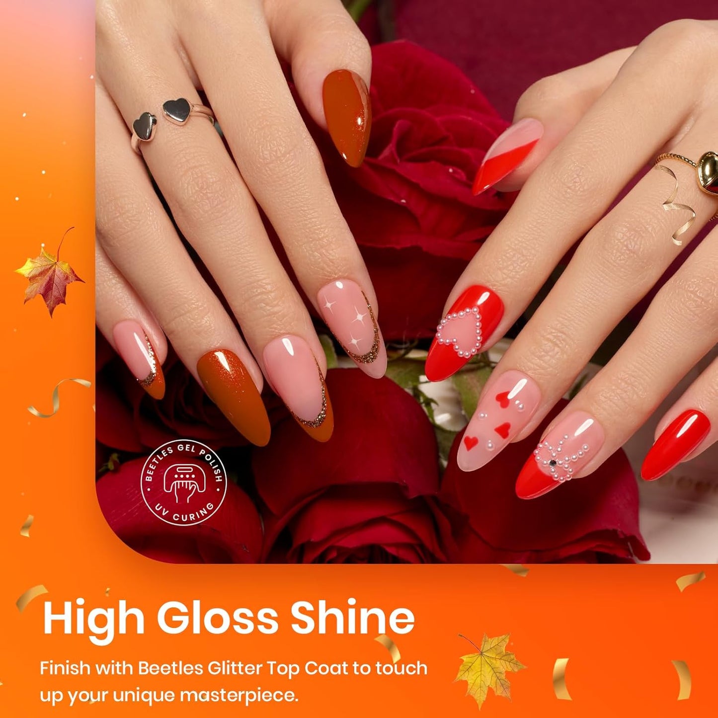 Beetles Fall Gel Nail Polish Set - Nude Brown Burgundy Red Natural 6 Colors Skin Tones Gel Nail Polish Soak off Nail Uv Lamp Manicure Caramel Collection Gifts for Women