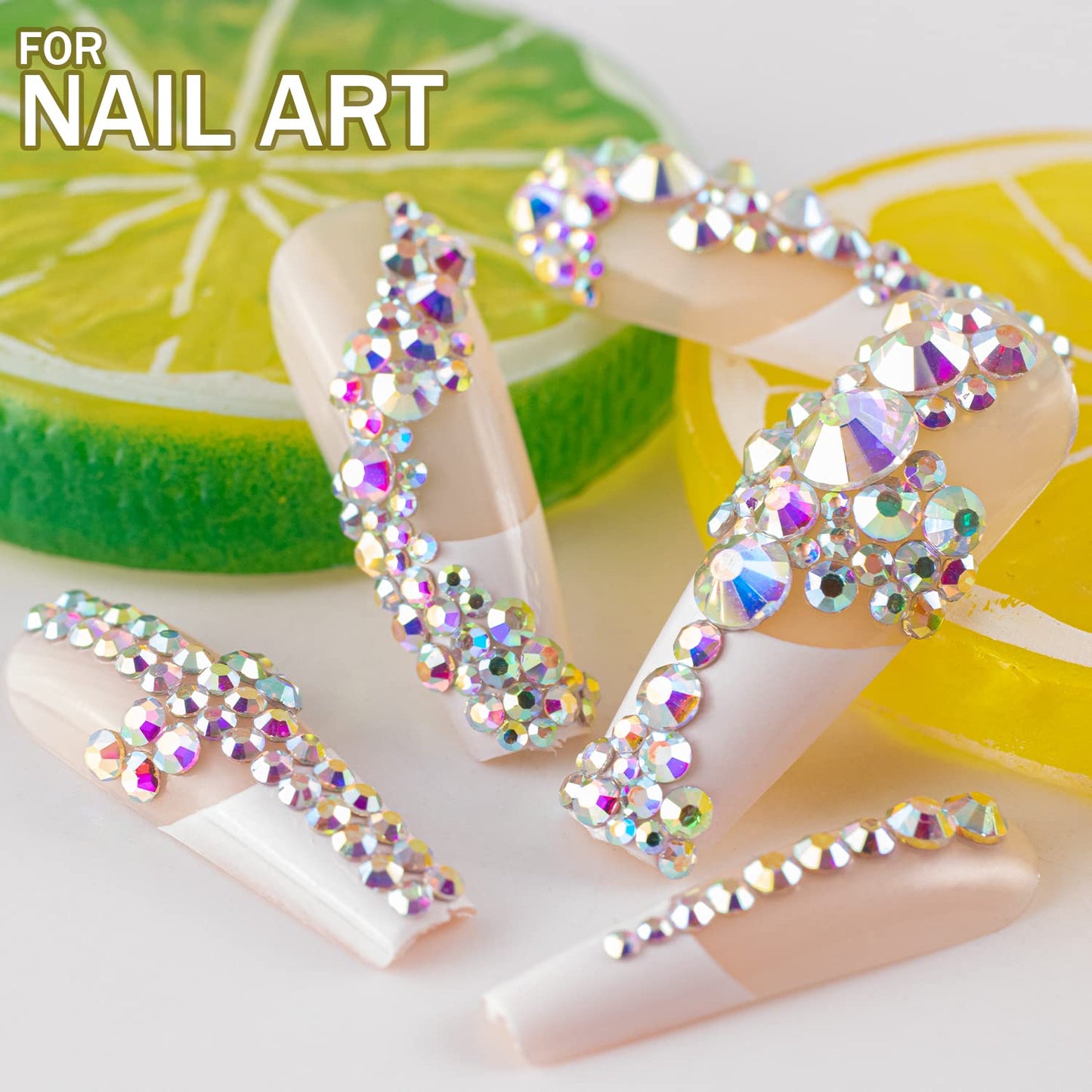 Two Packs of Flatback Rhinestones 4000 Pcs Nail Art Rhinestones Flatback Crystal AB Rhinestone with Picker Pencil and Tweezer for Nail Art and Decoration