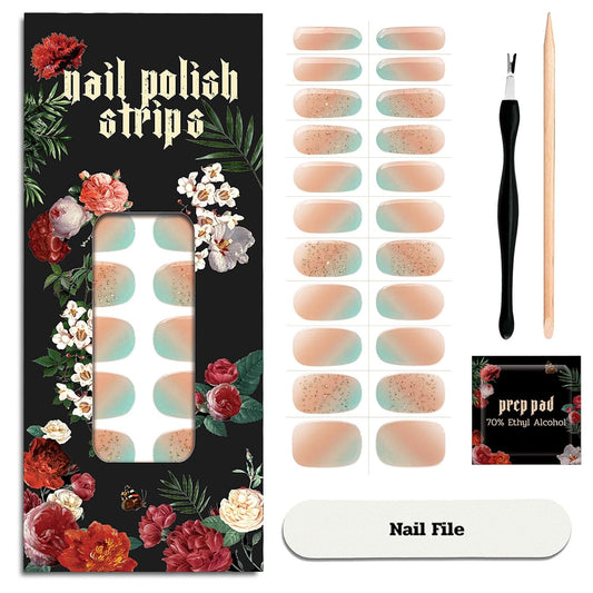 Nail Polish Strips - 22 Pcs Salon Quality Gel Nail Stickers - Long Lasting Wraps (Harvest A Pumpkin)