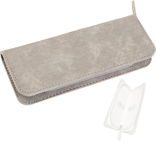 Lash Tweezers Organizer, Eyelash Extension Tweezers Bag, Soft PU 5 Positions Portable Dustproof, Individual Zipper Storage Case Box for Tweezers, Makeup Brush, Slender Small Tools(Grey)
