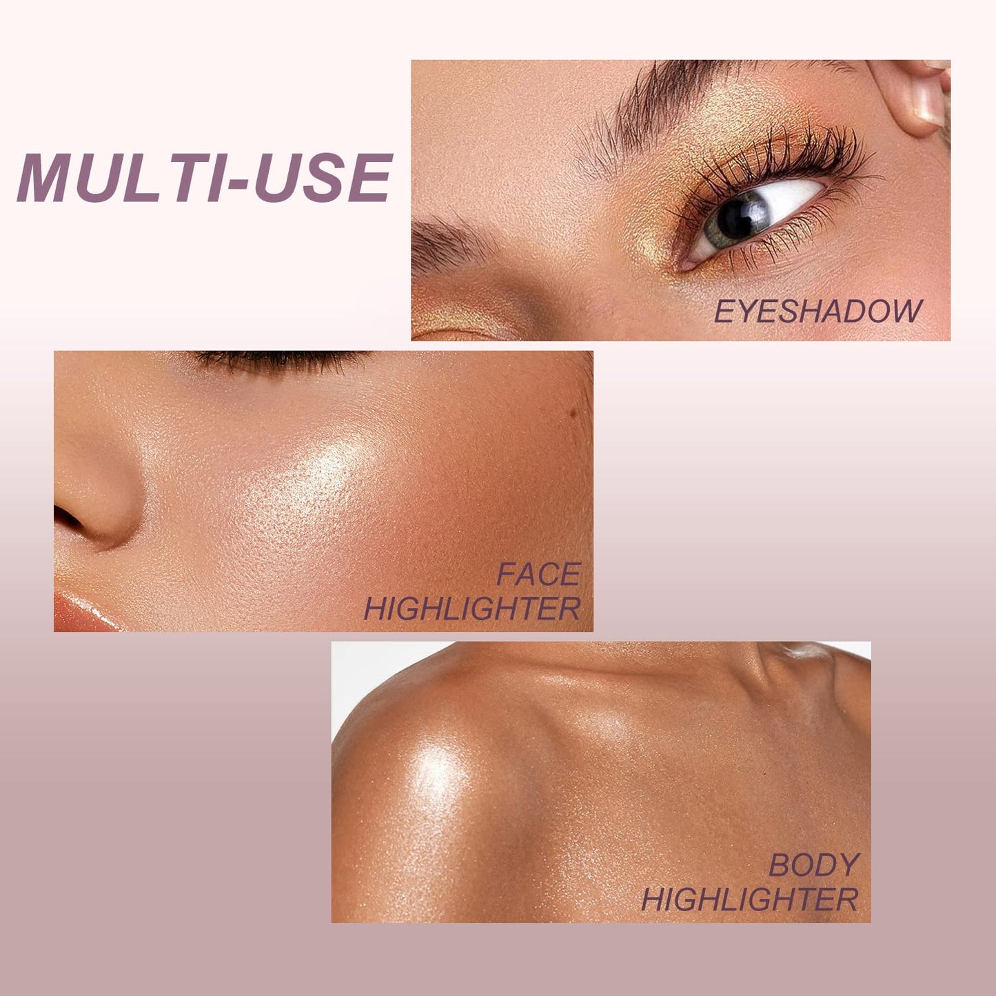 YOUNG VISION Pressed Powder Highlighter, Baked Natural Glow Contour Powder & Face Highlighter, Cruelty Free, Shimmer Highlighting Makeup for Face, Eye, Eyeshadow, Body, Skin (Silver)