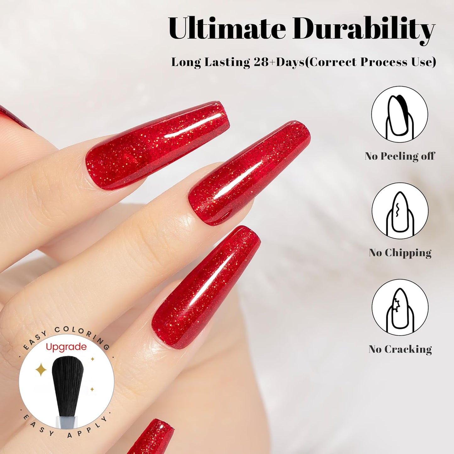 YTD Likomey Gel Nail Polish,15ml Red Glitter Nails Gel,Fall Winter Shiny Sparkly Salon Home DIY Manicure UV Color Varnish,SF440