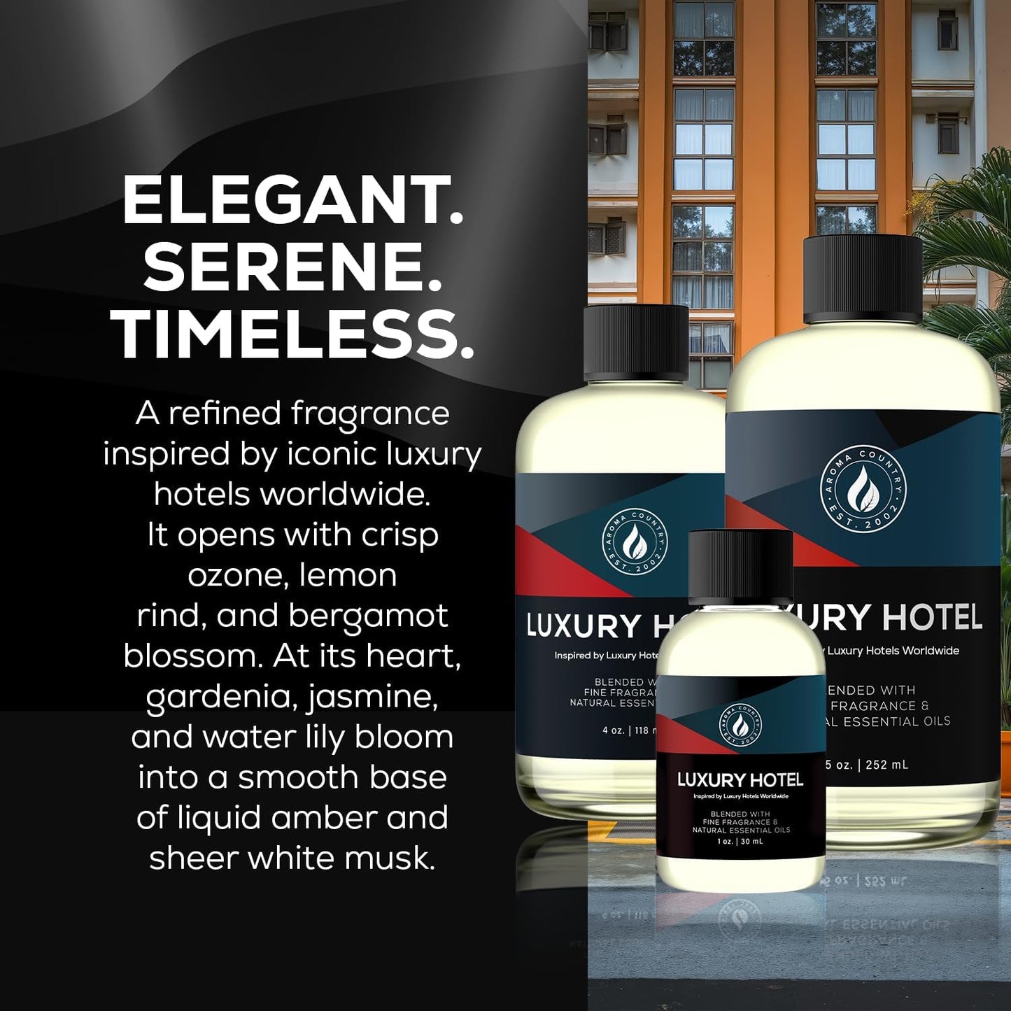 Aroma Country Luxury Hotel Diffuser Oil - Luxury Hotel Scent for Diffuser & Air Fresheners - Essential Oil Diffuser Refill, Home Fragrance Collection with Gardenia & Amber (8.5 Fl. Oz)