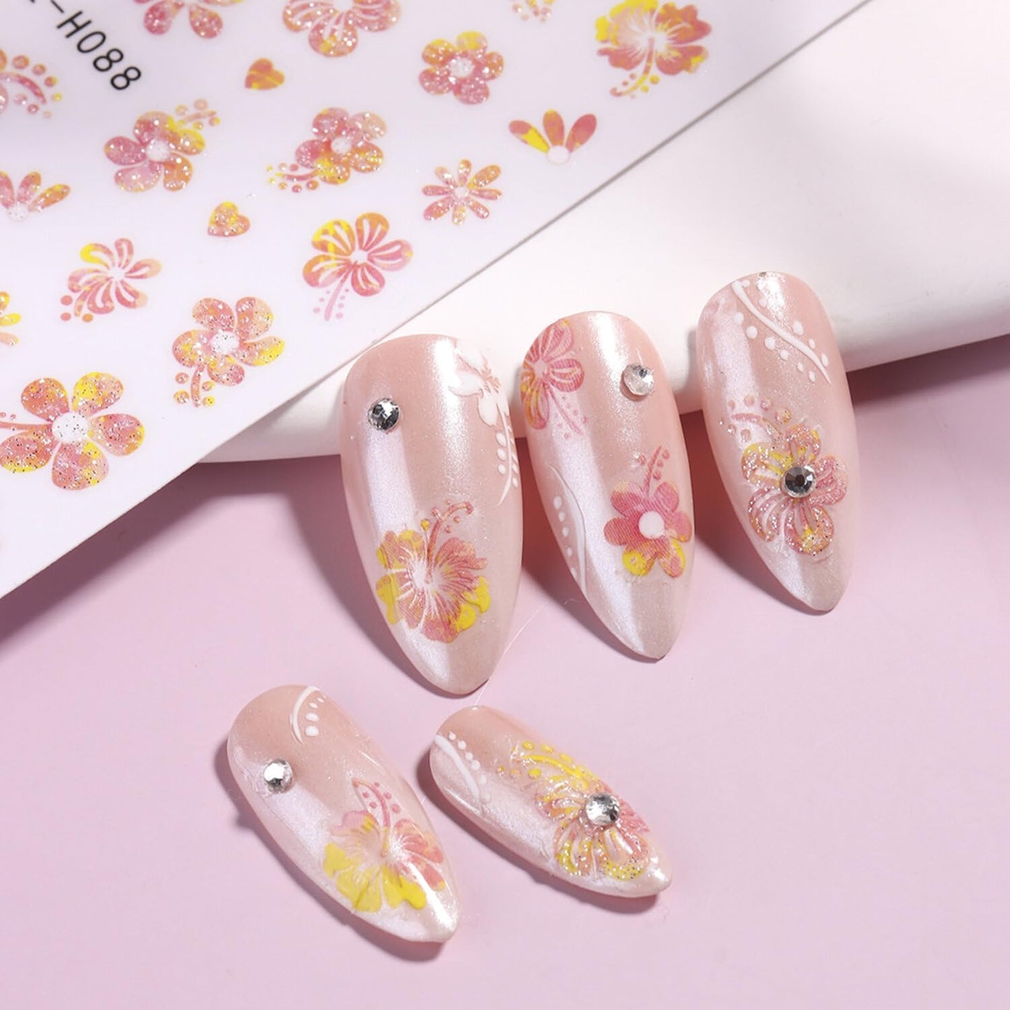 Stickers para Uñas Nail Stickers Self-Adhesive Sticker para Uñas Colorful 3D Flower Calcomanías Floral Nail Stickers Art Design Accessories Hight Quality 7 Sheets