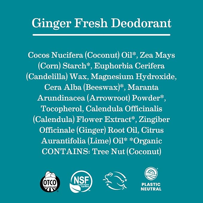 Earth Mama Ginger Fresh Deodorant | Safe for Sensitive Skin, Pregnancy and Breastfeeding, Contains Organic Ginger and Lime, No Baking Soda or Aluminum, 2.65-Ounce (2-Pack)