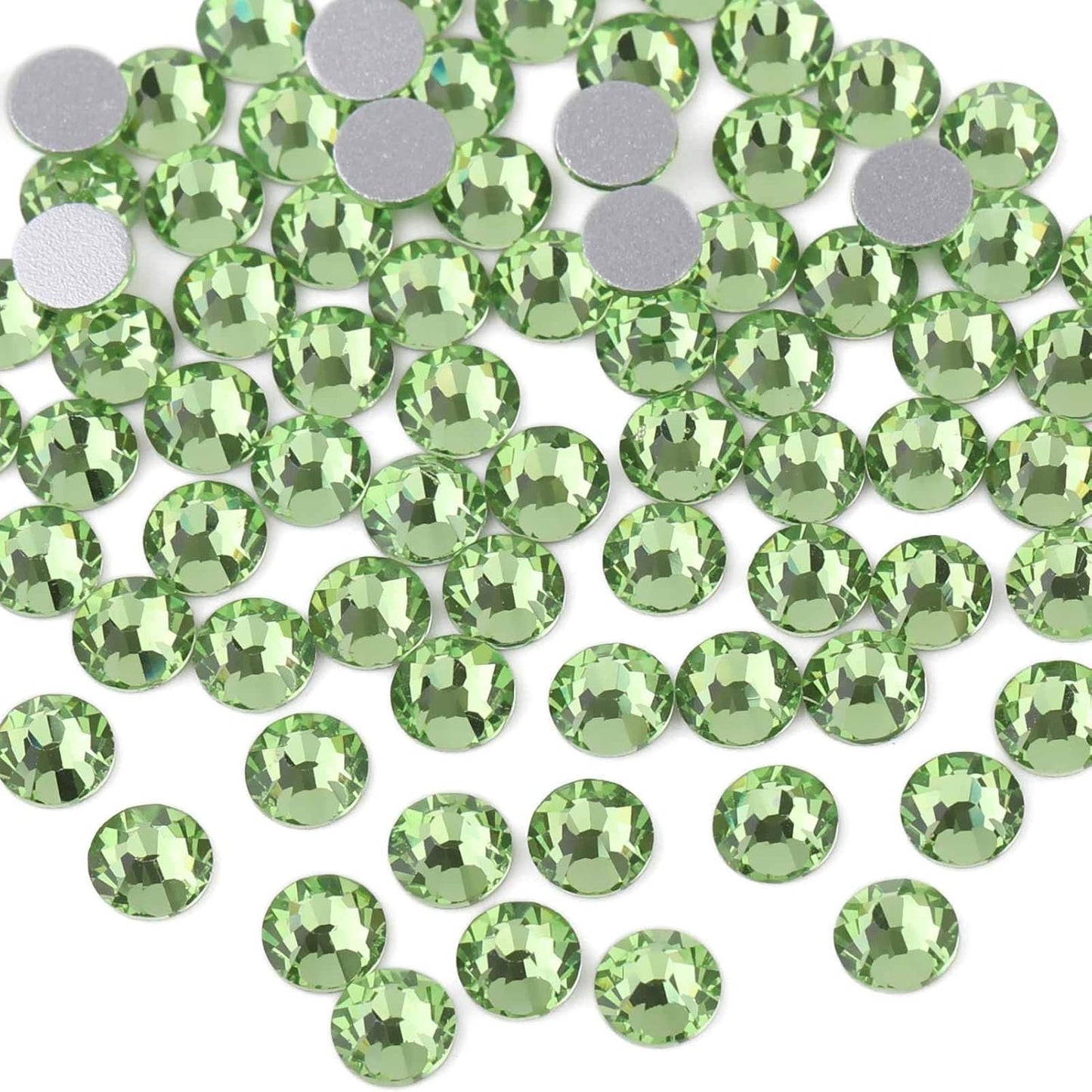 beadsland Flat Back Crystal Rhinestones Round Gems for Nail Art and Craft Glue Fix,Light Green (2.7-2.8mm) SS10/1440pcs