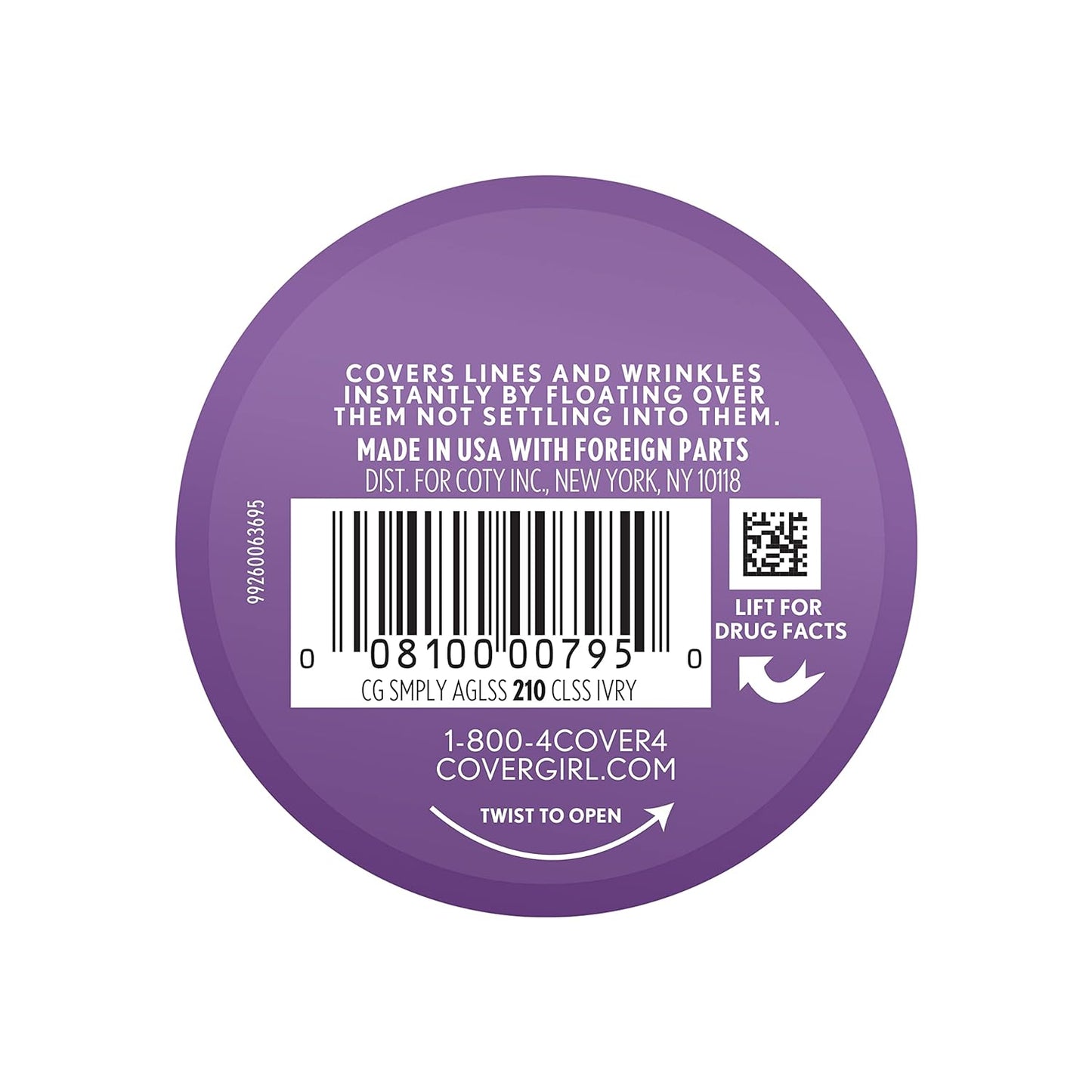 COVERGIRL+OLAY Simply Ageless Instant Wrinkle-Defying Foundation, 210 Classic Ivory, 0.44 Fl Oz (Pack of 1)