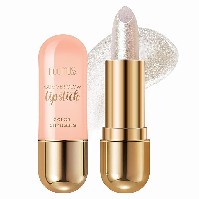 Glimmer Balm, Tinted Lip Balm Long Lasting PH Lipstick, Color Changing Lipstick Natural Chapstick, Glitter Pink Shade Lipstick (Pearl)