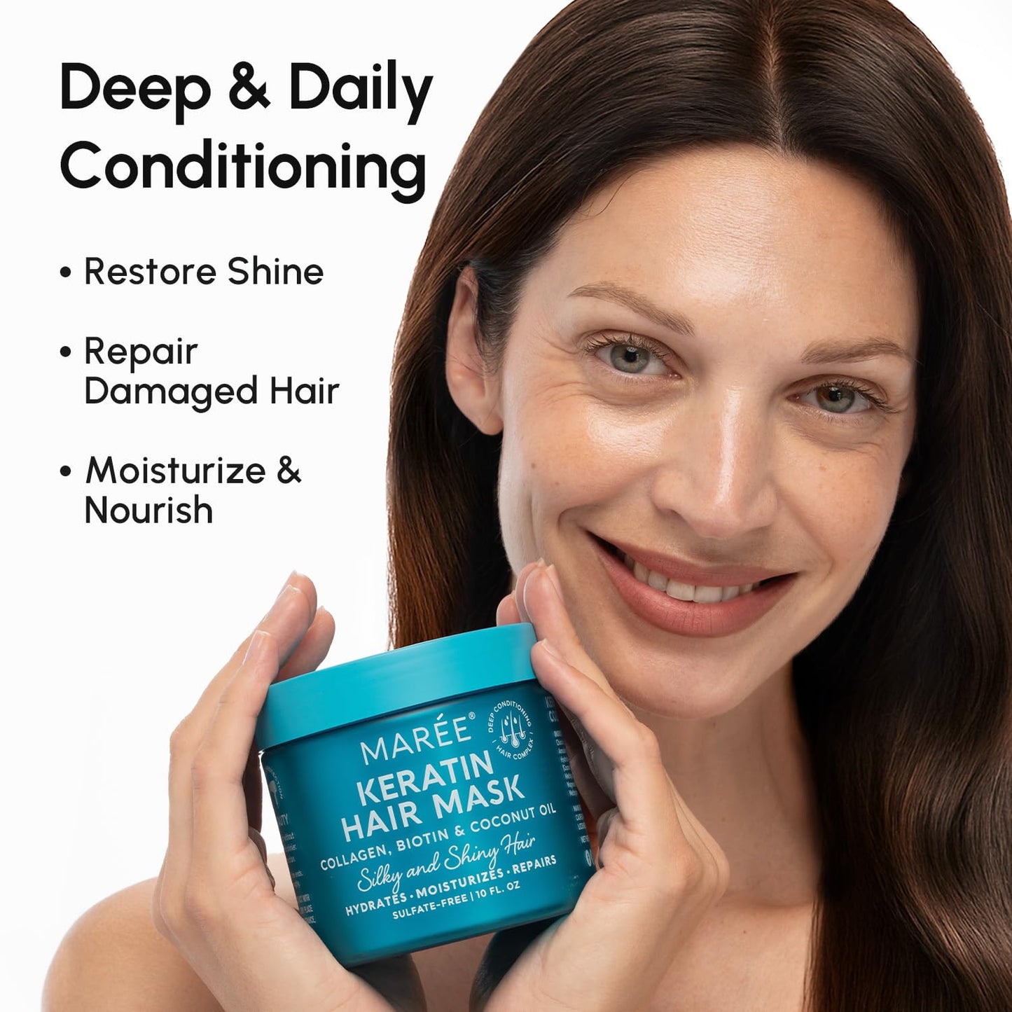 MAREE Deep Conditioning Hair Mask for Damaged Hair Treatment - Keratin Hair Care for Hydrating Growth Repair Moisturizing - Dry Curly Color Treated Frizzy - Tratamiento Mascarilla Para el Cabello Seco