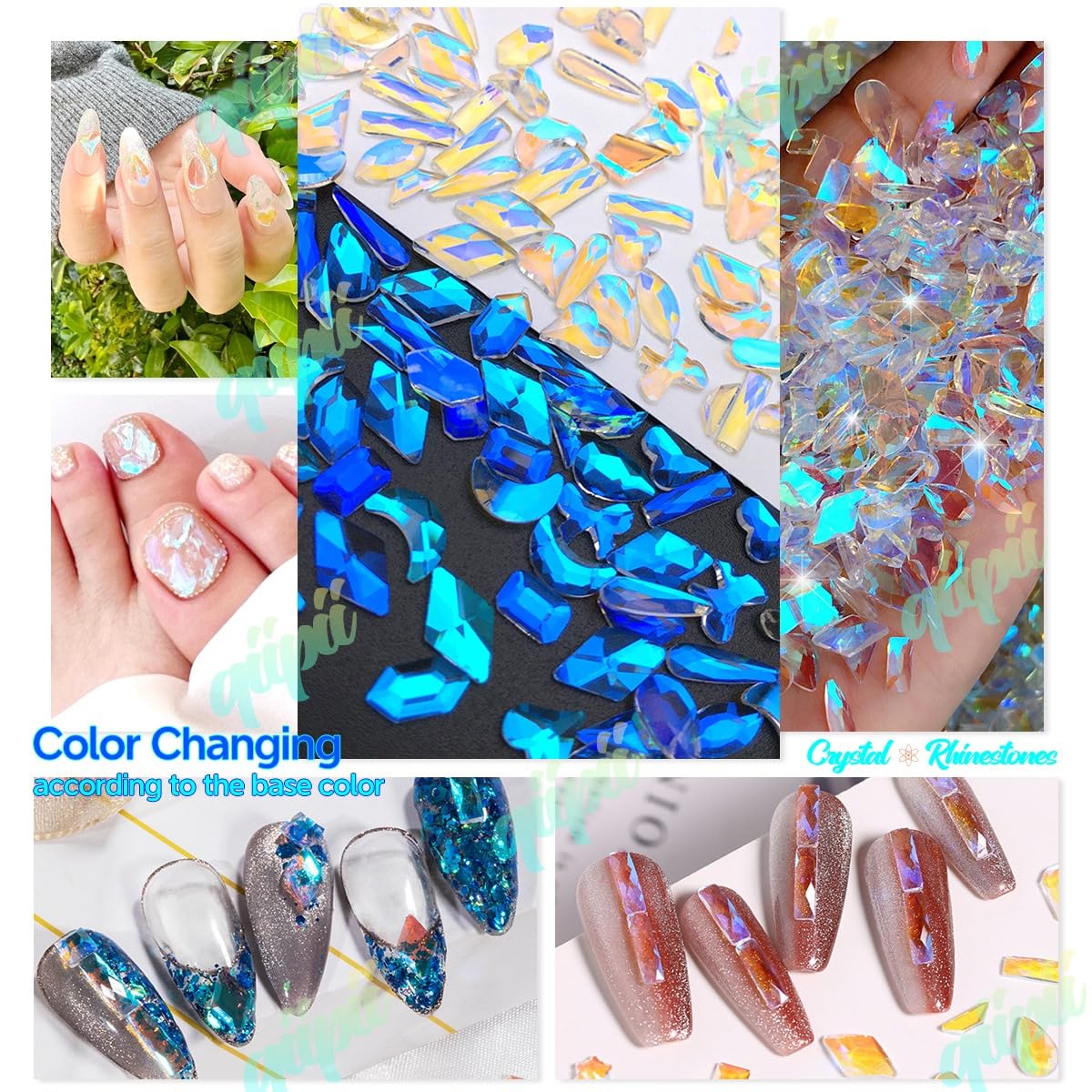 Aurora Crystal Clear Moonlight Rhinestones - Flatback Round Beads K9 Glass Gems Stones Nail Charms for DIY Crafts