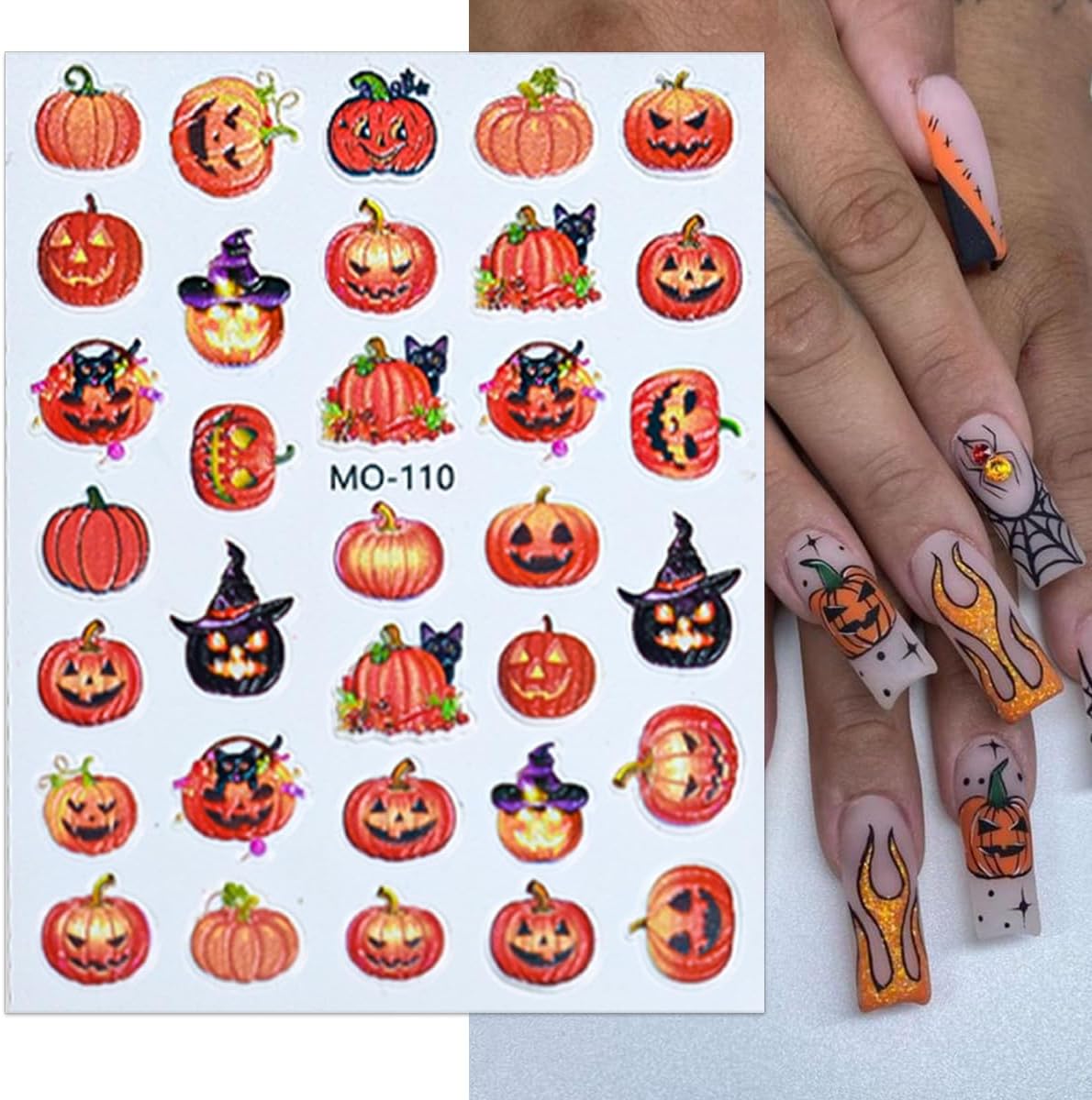Halloween 5D Embossed Spooky Nail Art Stickers - Horror Eye, Pumpkin, Gothic Self-Adhesive Design Decals - Skeleton, Ghost, Blood Drops, Skull Supplies for Women Manicure
