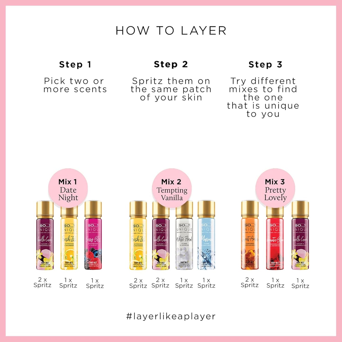 So...? Unique Body Mist - Vanilla Candy for Women - 5.1 oz Body Mist - Pack of 3