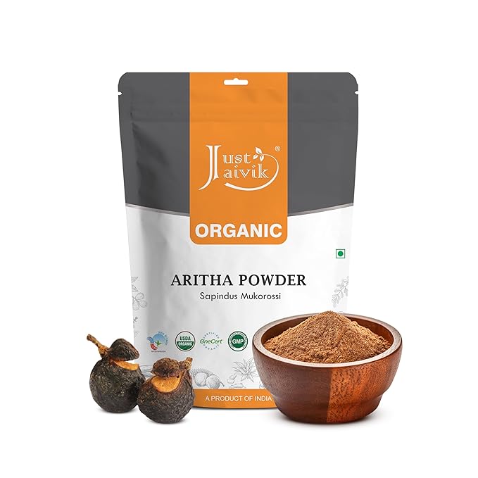 100% Organic Certified Aritha Powder (Soap Nut Powder) 227g /0.5 LB/ 08oz - Organic Hair Cleansing and Conditioning Product