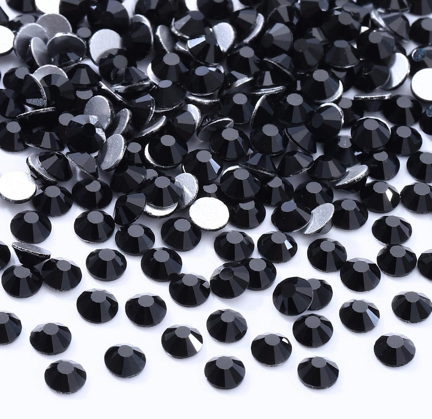 Black Flatback Rhinestones, Glass Rhinestones for Nail Art and Craft, Glue Fix, Loose Crystal Gemstones(Black, SS34, 576pcs, 7.1-7.3mm)