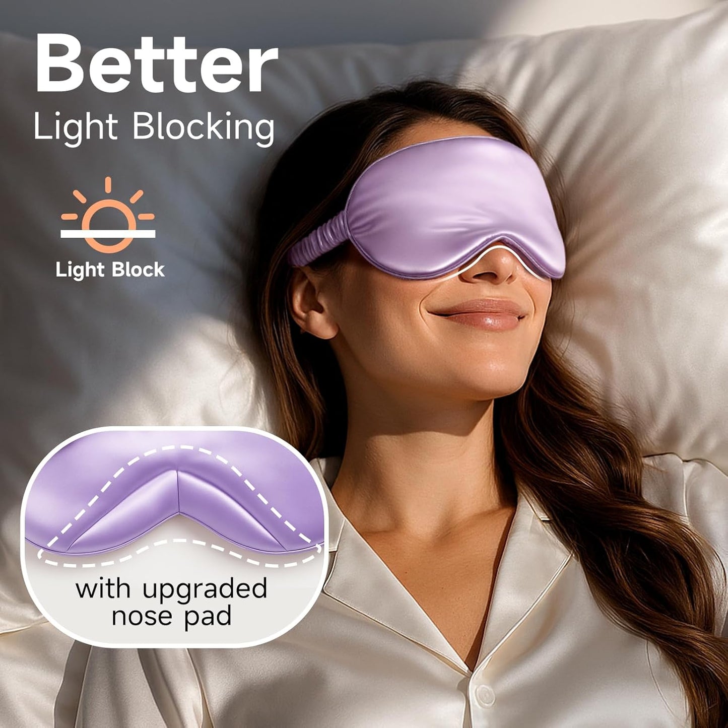 Umisleep 100% Pure Mulberry Silk Sleep Mask, 22 Momme 6A Soft Smooth Fibers, Breathable Eye Mask for Women Men, Better Light Blocking Sleeping Mask with Travel Pouch, Elastic Strap Blindfold, Purple