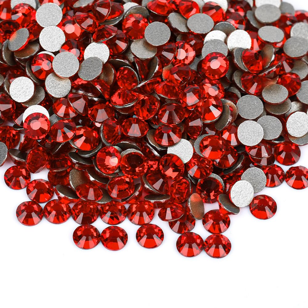 Flatback Glass Rhinestones,Bedazzler Gems 288pcs Non Hotfix Crystal Rhinestones for Nail Charms Crafts Clothes Tumblers,Red,SS30
