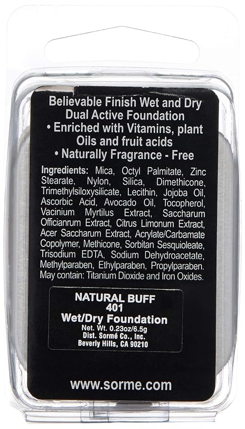 Sorme Cosmetics Believable Finish Powder Foundation Refill in Natural Buff (0.23oz) | Medium to Full Coverage Makeup Foundation Powder | Matte Finish Pressed Powder | Cruelty-Free Powder Makeup