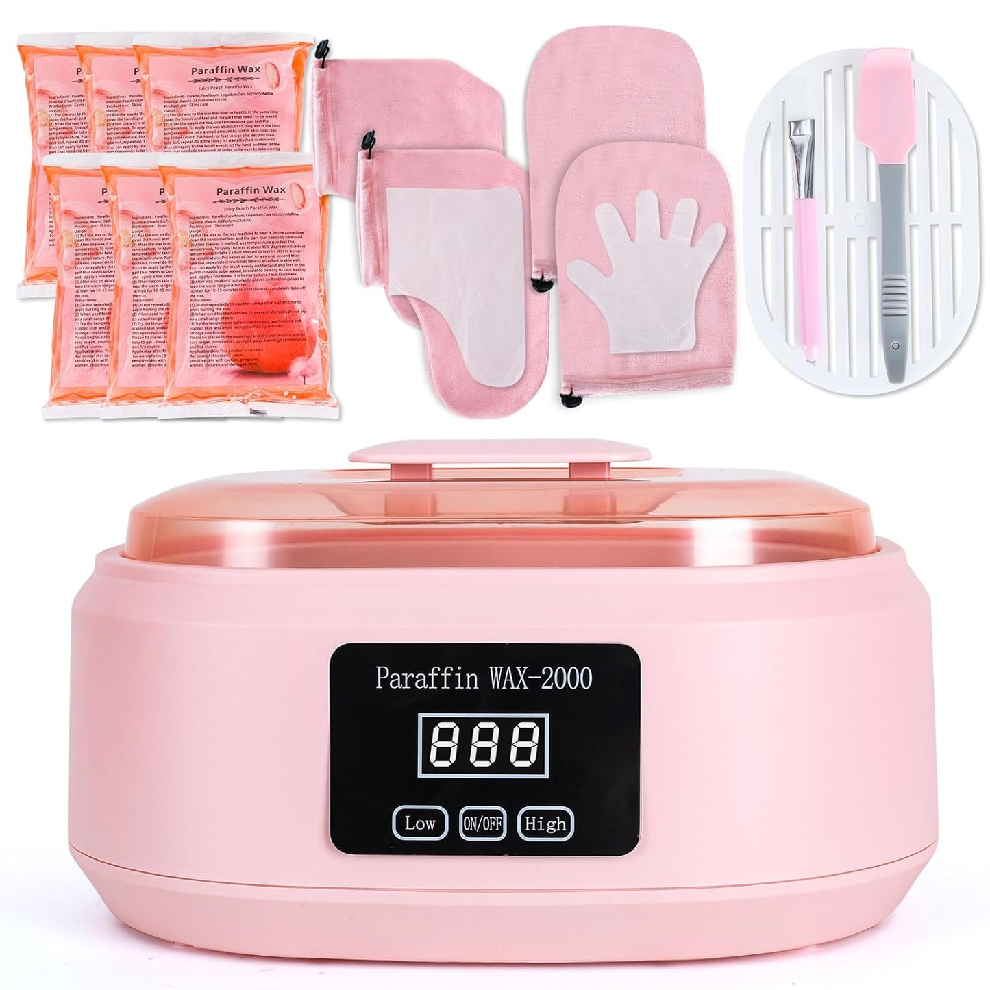 Paraffin Wax Machine for Hand and Feet - 3500ml Hot Wax Hand Wax Machine with 6 Pcs Paraffin Bath Wax, Auto-time and Keep Warm Paraffin Hand Wax Machine(Pink)
