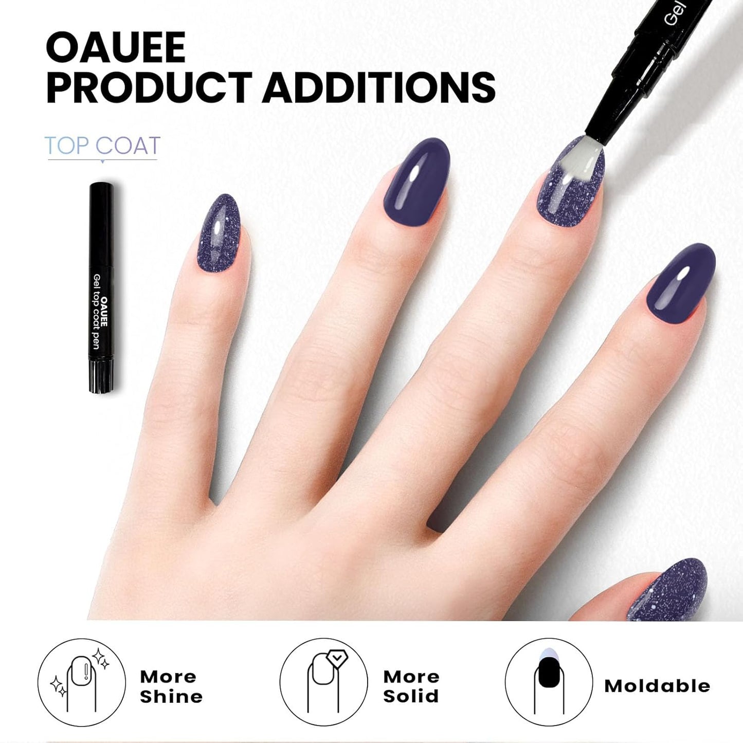 Semi Cured Gel Nail Strips | Built-In Gel Top Coat | UV Light Required | Salon Quality, Easy Application And Removal (Slate Sparkle)