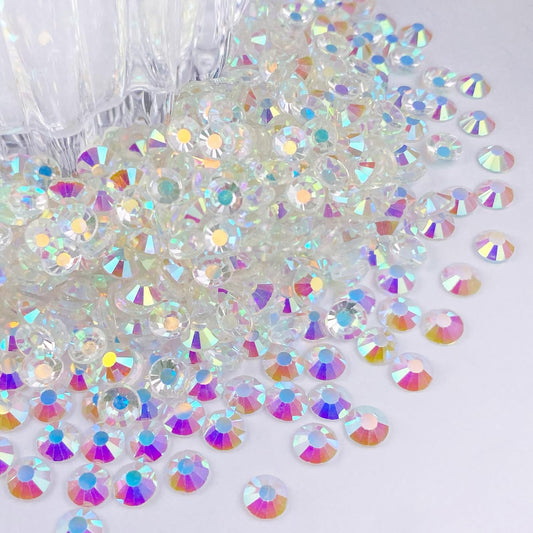 Flatback Glass Rhinestones,Bedazzler Gems 1440pcs Non Hotfix Crystal Rhinestones for Nail Charms Crafts Clothes Tumblers,Transparent AB,SS10